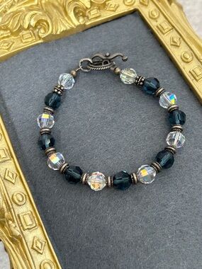 AB Crystal and Deep Blue Crystal Bracelet - Women Jewelry